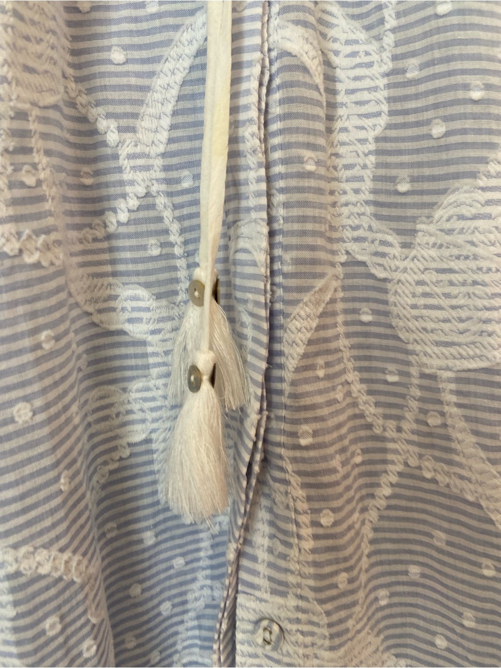 Johnny Was Workshop Flore Seersucker Asymmetrical Embroidered Cotton Midi Dress - Picture 11 of 12